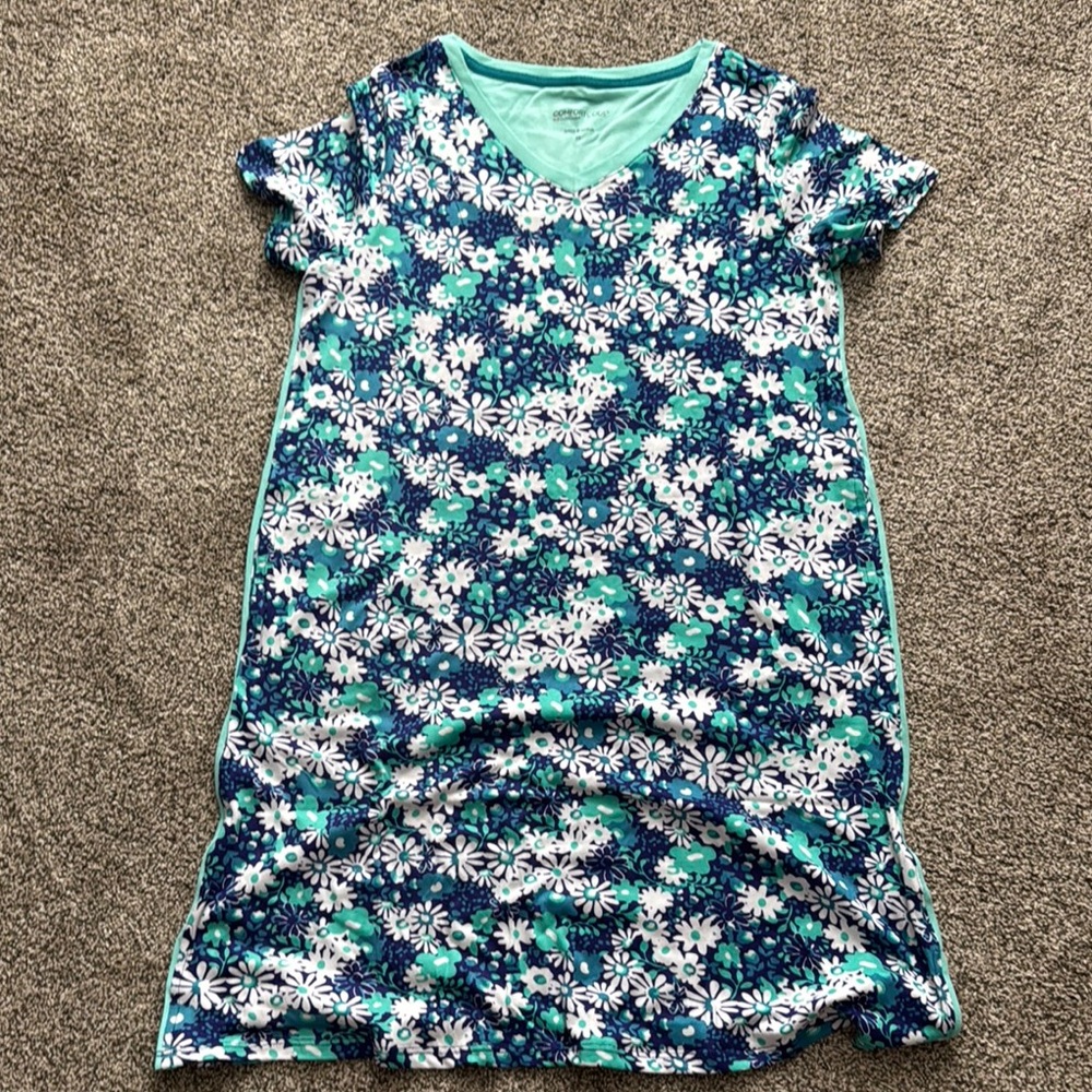 Comfort Code Teal and Navy Floral Sleep Shirt